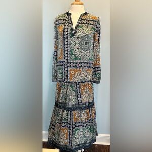Current Air McKenzie Mack long sleeve paisley print maxi dress size medium
